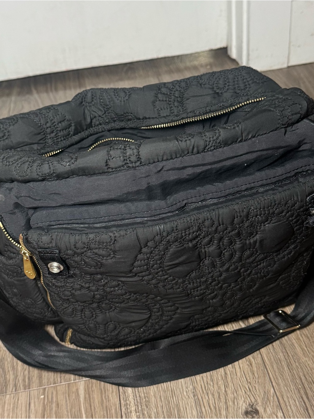 Petunia Pickle Bottom Black Quilted Diaper Bag Backpack